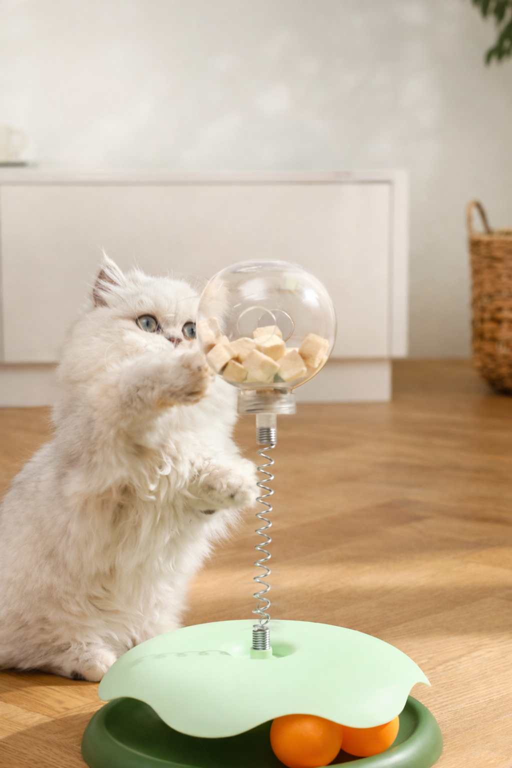Juguete Interactivo para Gatos con Dispensador de Snacks | Muelle Antiestrés | Sumblerzz