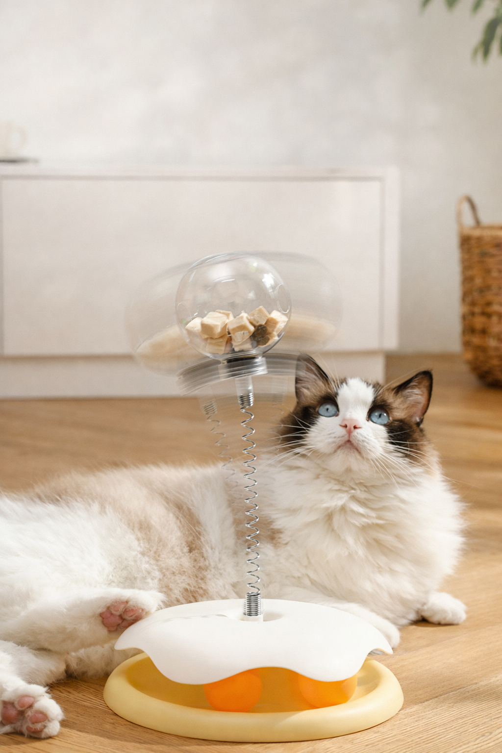 Juguete Interactivo para Gatos con Dispensador de Snacks | Muelle Antiestrés | Sumblerzz